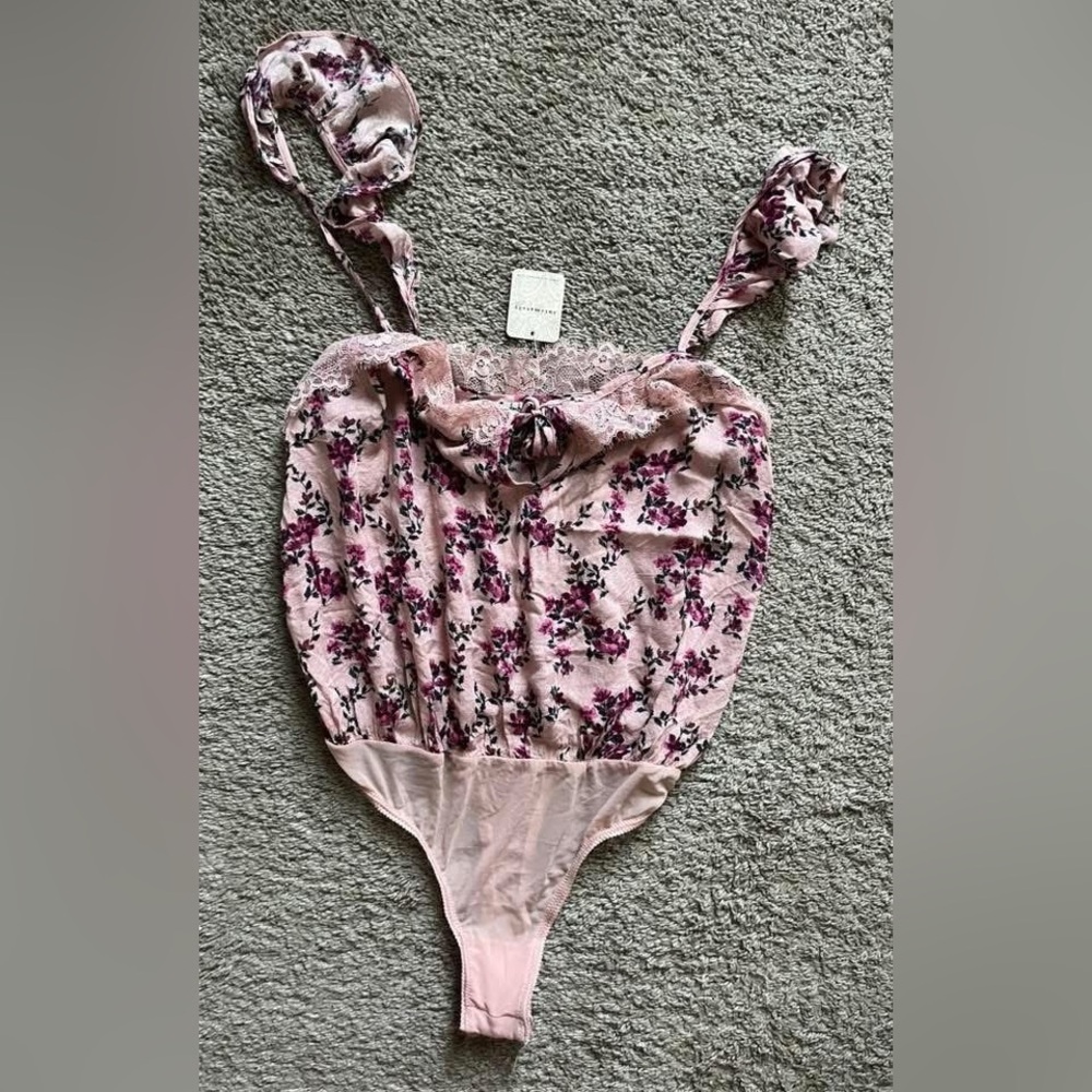 Free People Pink Floral Bodysuit